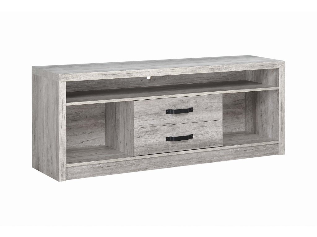 Burke 2-Drawer Engineered Wood 59″ TV Stand Grey Driftwood