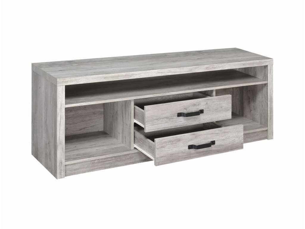 Burke 2-Drawer Engineered Wood 59″ TV Stand Grey Driftwood