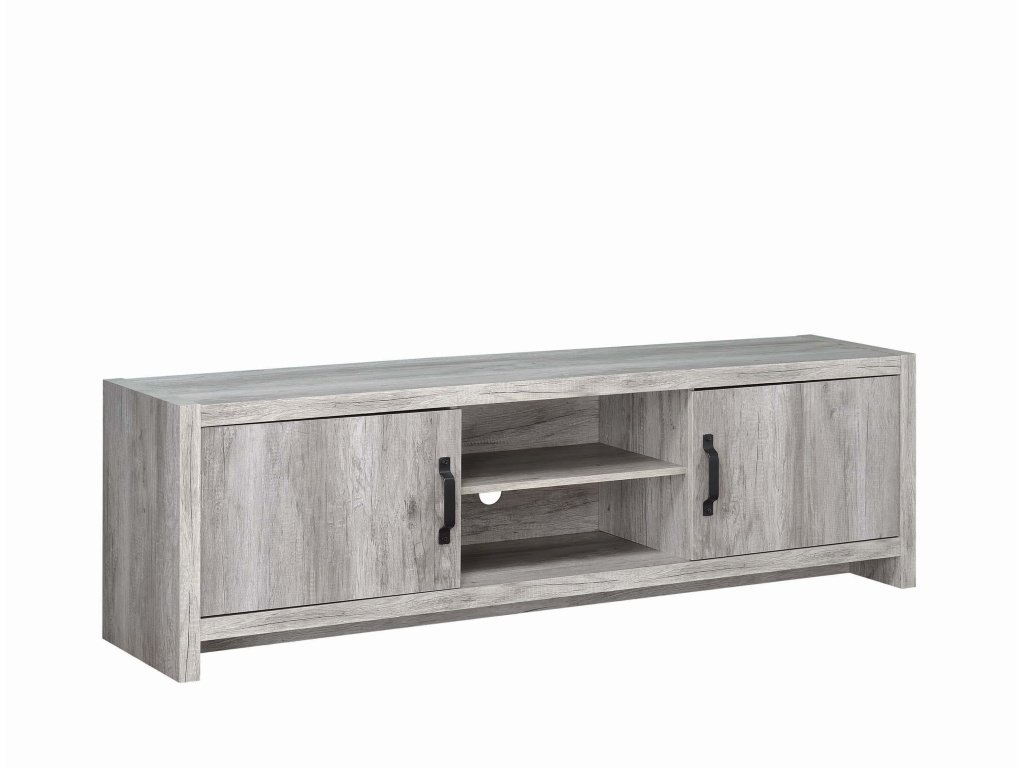 Burke 2-Door Engineered Wood 71″ TV Stand Grey Driftwood