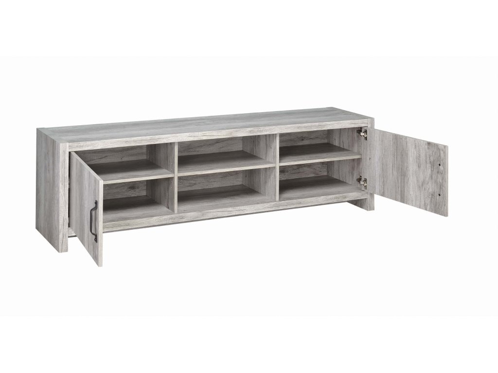 Burke 2-Door Engineered Wood 71″ TV Stand Grey Driftwood