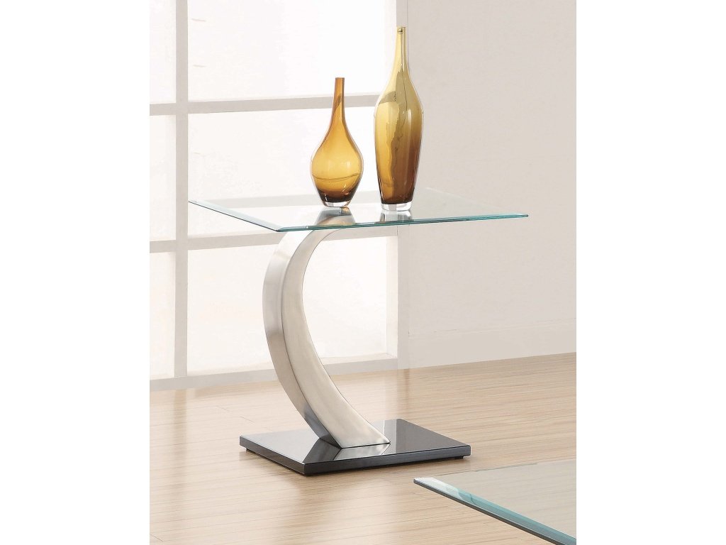 Pruitt Glass Top End Table Clear And Satin