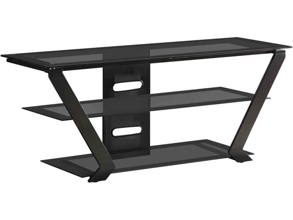 Donlyn 2-Tier Metal 50″ TV Stand With Glass Shelves Black