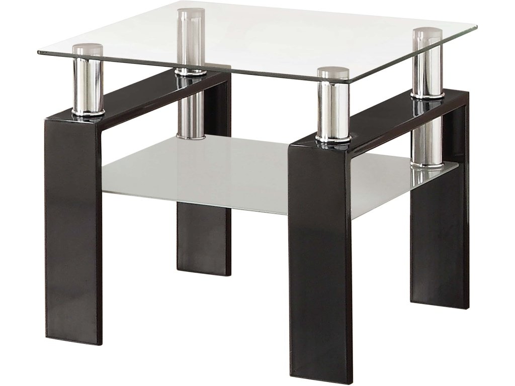 Dyer 1-Shelf Square Glass Top Side End Table Black