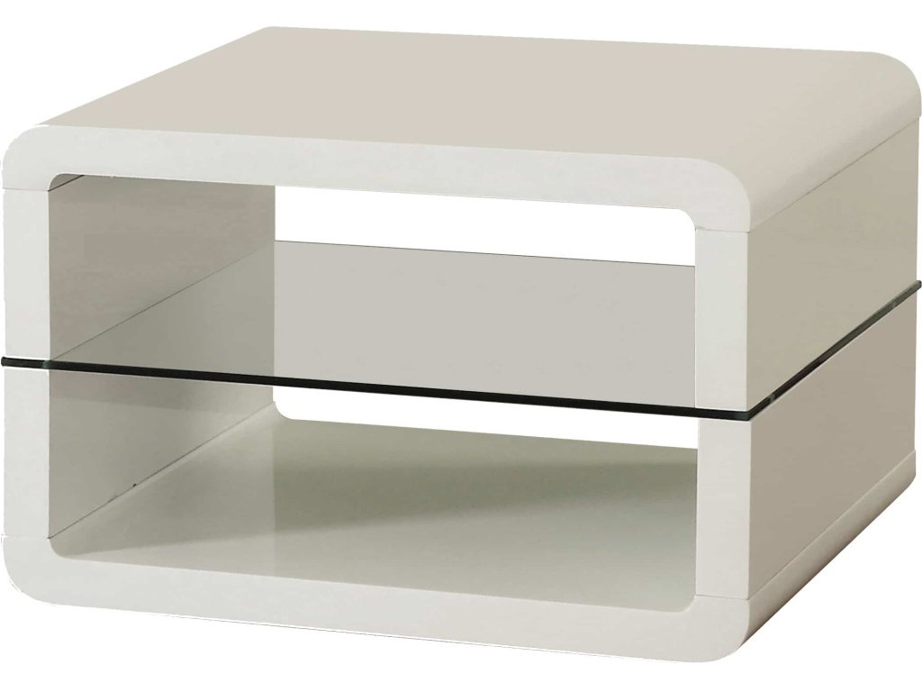 Elana 1-Shelf Rectangular Side End Table White High Gloss