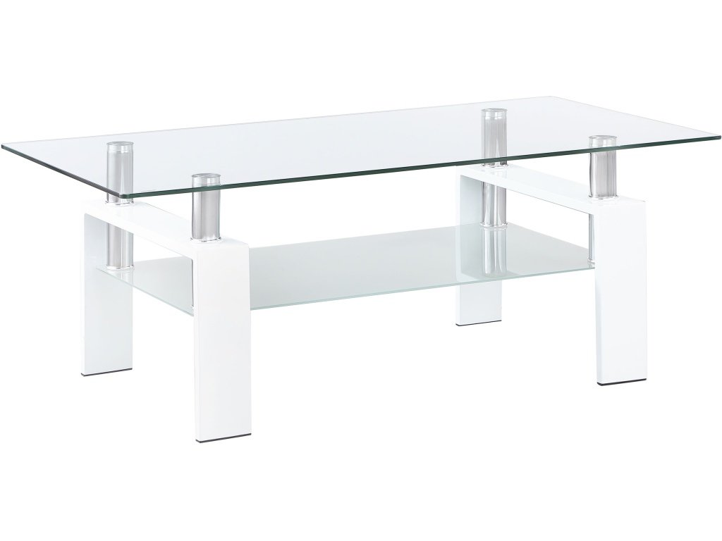 Dyer 1-Shelf Rectangular Glass Top Coffee Table White