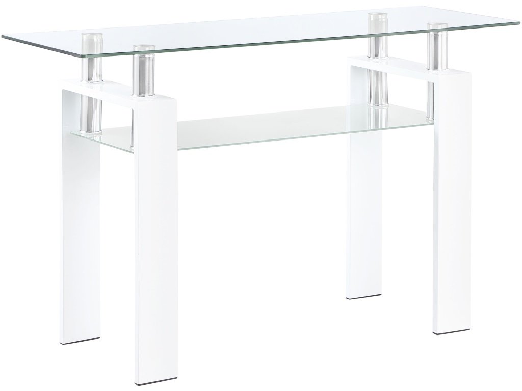 Dyer Rectangular Glass Top Entryway Sofa Console Table White