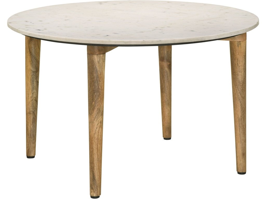 Aldis Round Marble Top Coffee Table White And Natural