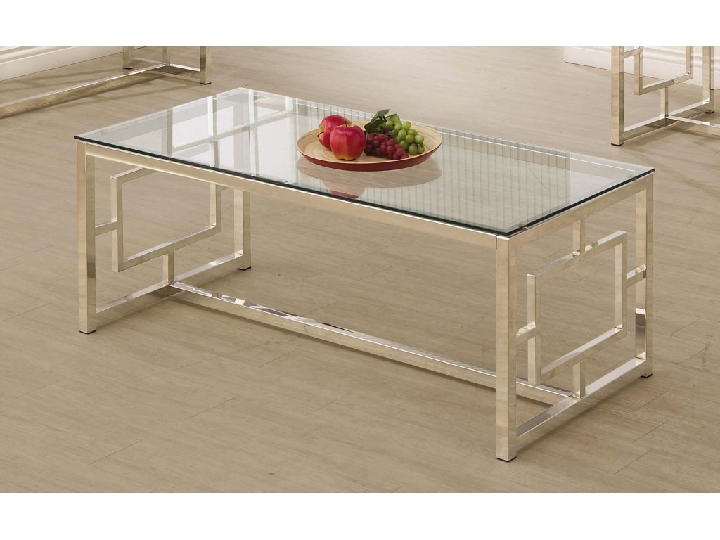 Merced Rectangular Glass Top Coffee Table Nickel