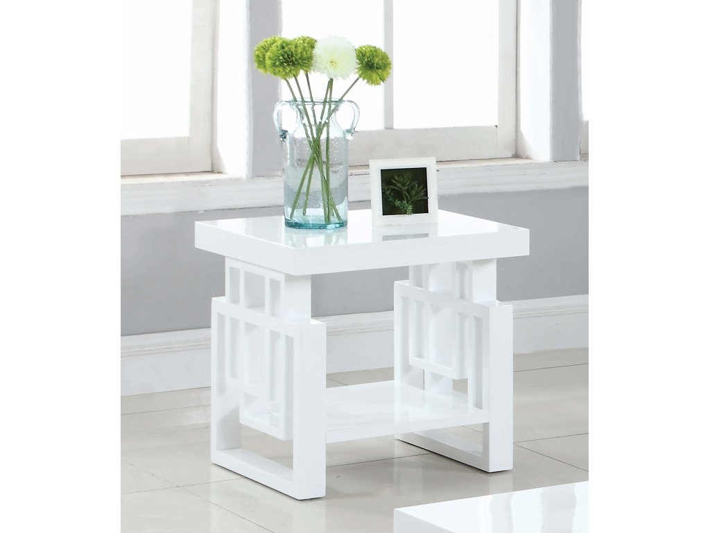 Schmitt Rectangular Side End Table White High Gloss