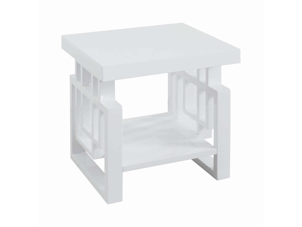 Schmitt Rectangular Side End Table White High Gloss