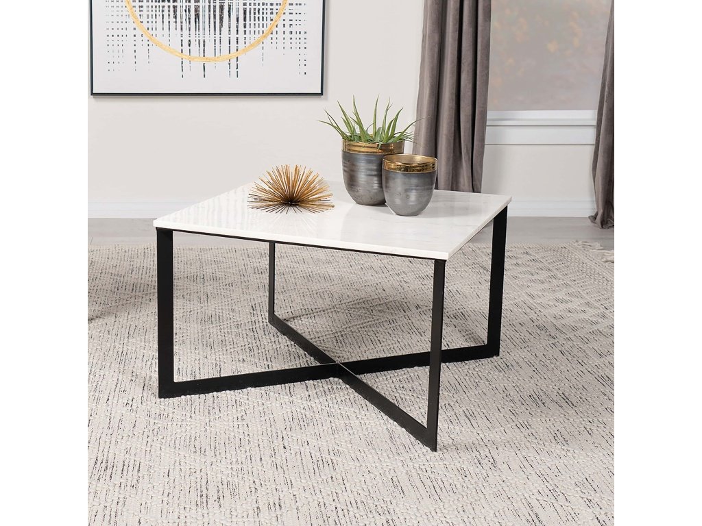 Tobin Square Marble Top Coffee Table White And Black