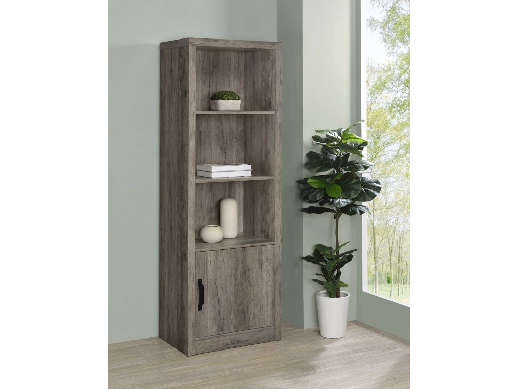 Burke 3-Shelf Media Tower With Storage Cabinet Grey Driftwood