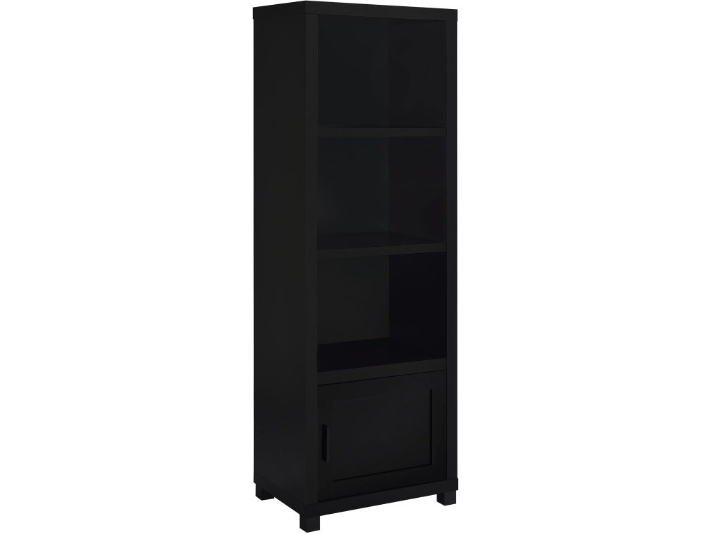 Jupiter 3-Shelf Media Tower Bookcase With Storage Cabinet Black