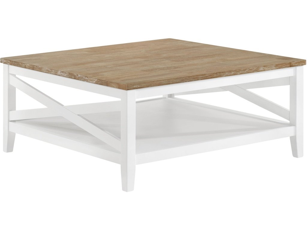 Maisy Square Wooden Coffee Table With Shelf Brown And White