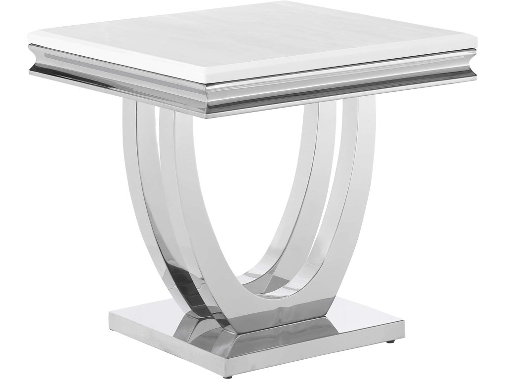 Kerwin U-Base Square End Table White And Chrome