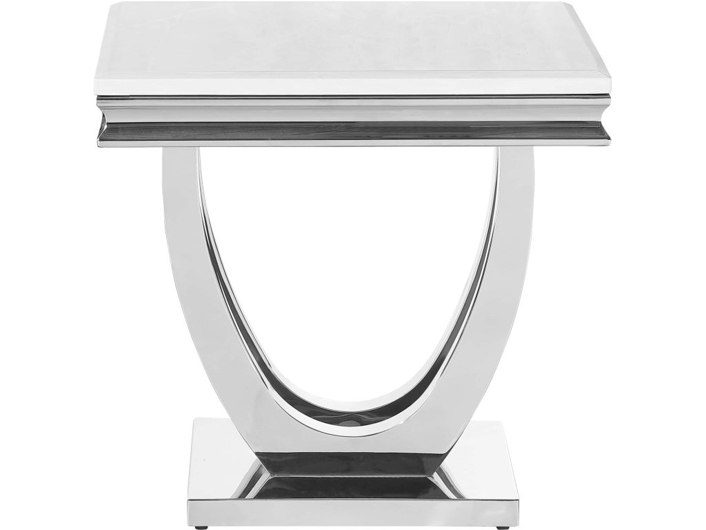 Kerwin U-Base Square End Table White And Chrome