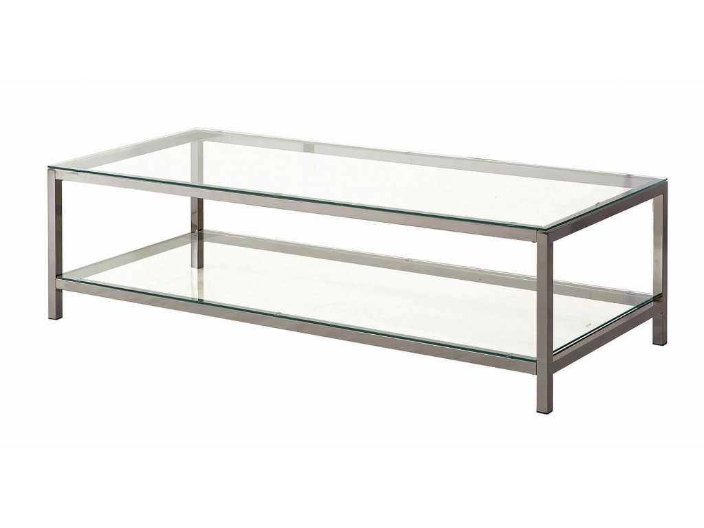 Trini 1-Shelf Glass Top Coffee Table Black Nickel