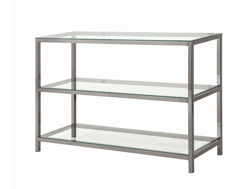 Trini 2-Shelf Glass Top Entryway Console Table Black Nickel