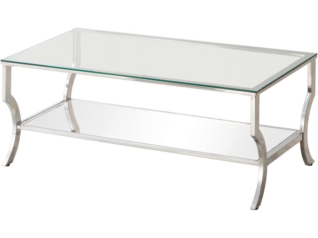 Saide Rectangular Coffee Table With Mirrored Shelf Chrome