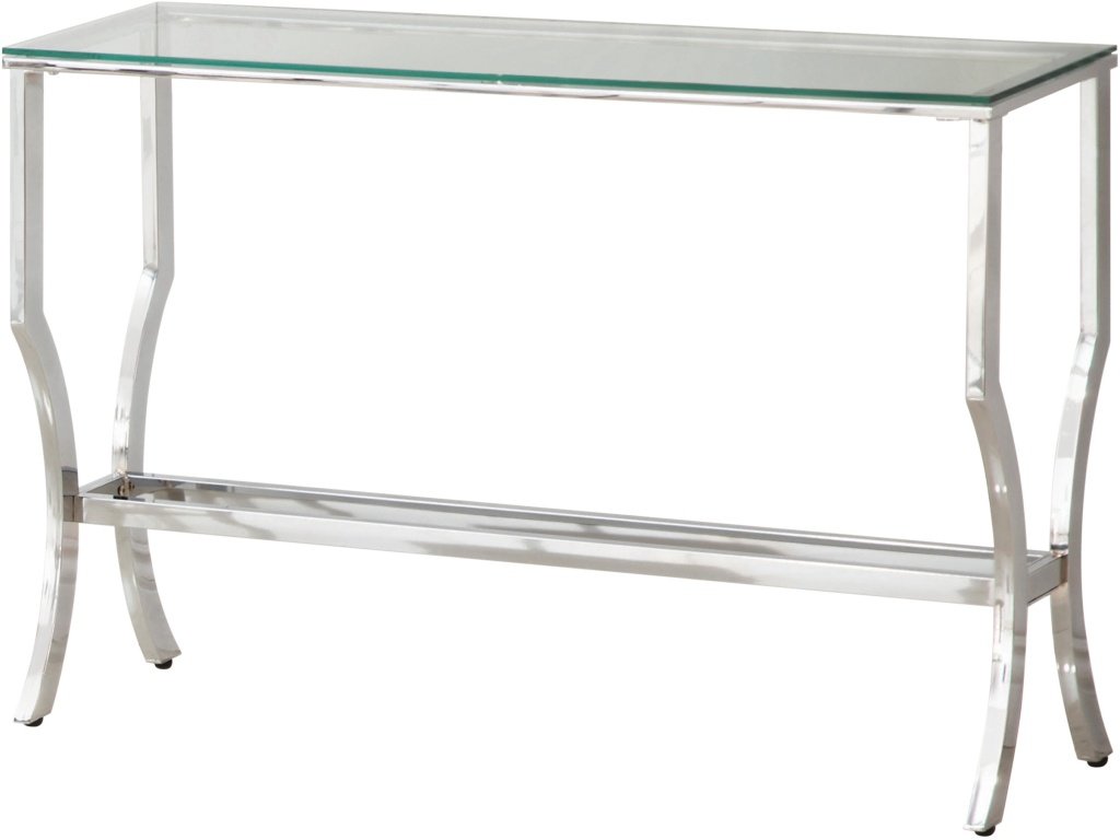 Saide Rectangular Sofa Table With Mirrored Shelf Chrome