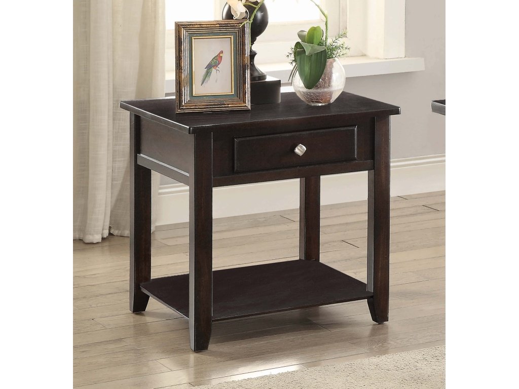 Bradford 1-Drawer Square Wood End Table Walnut