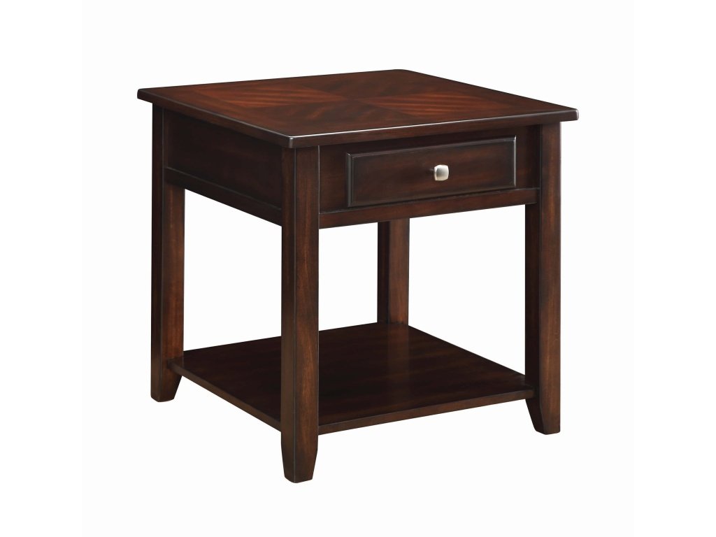 Bradford 1-Drawer Square Wood End Table Walnut