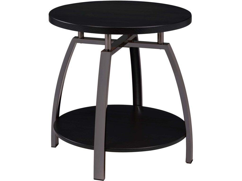 Dacre Round Engineered Wood Top Side End Table Dark Grey