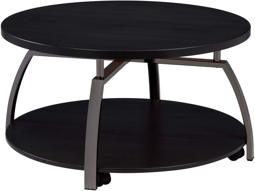 Dacre Round Engineered Wood Top Coffee Table Dark Grey