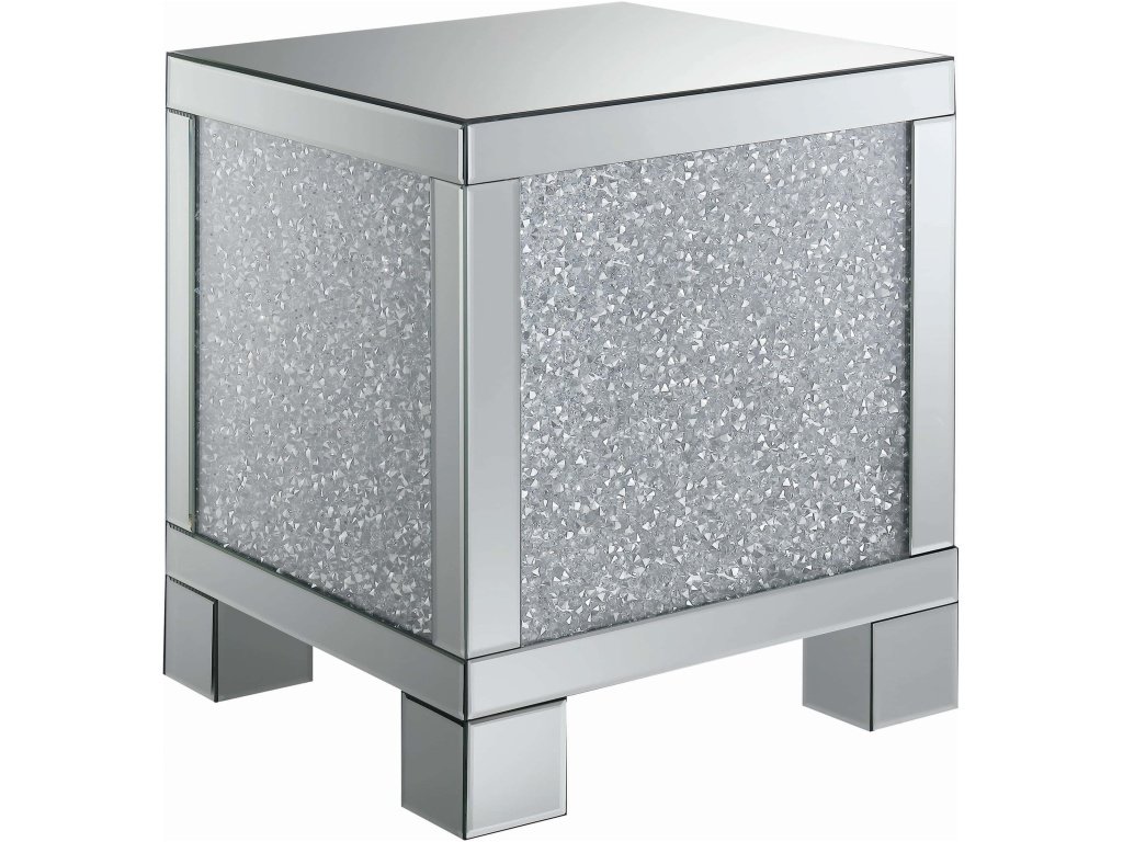 Gillian Rectangular Mirrored Acrylic Side End Table Silver