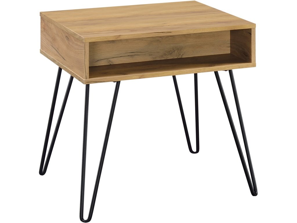 Fanning Engineered Wood Side End Table Golden Oak