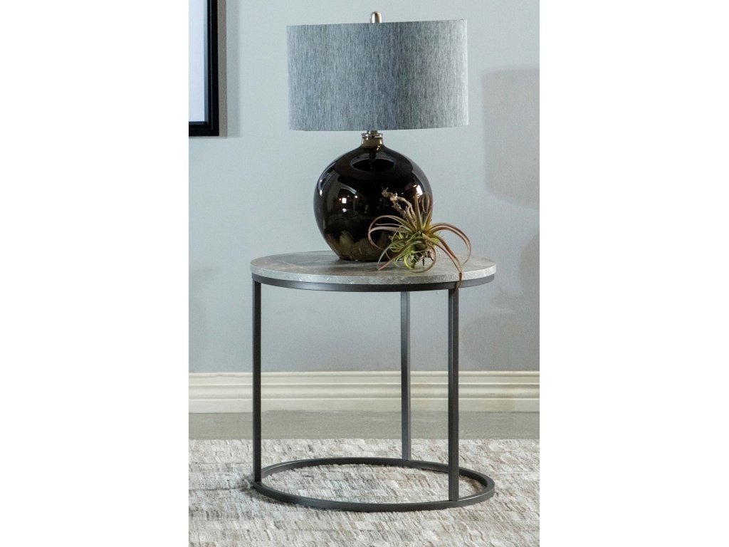 Lainey Round Faux Marble Side End Table Grey