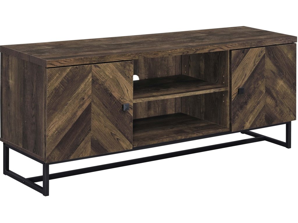 Myles 2-Door Engineered Wood 60″ TV Stand Rustic Oak