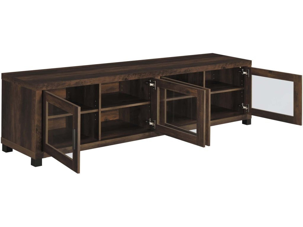 Sachin 4-Door Engineered Wood 79″ TV Stand Dark Pine