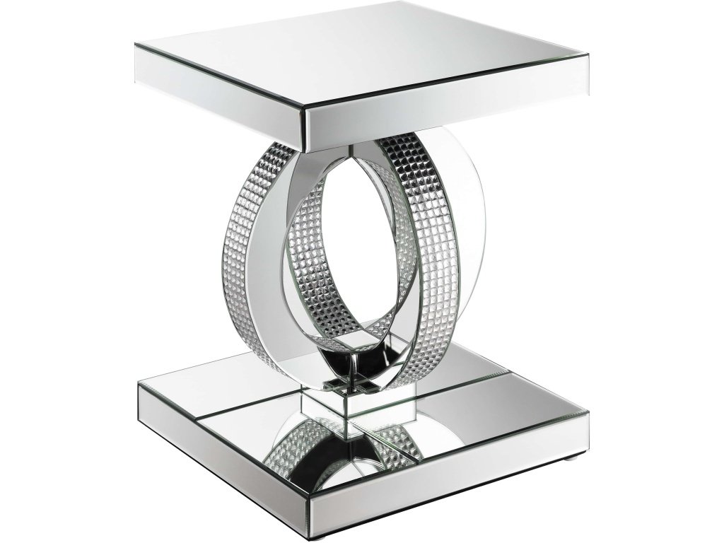 Breena Rectangular Mirrored Acrylic End Table Silver