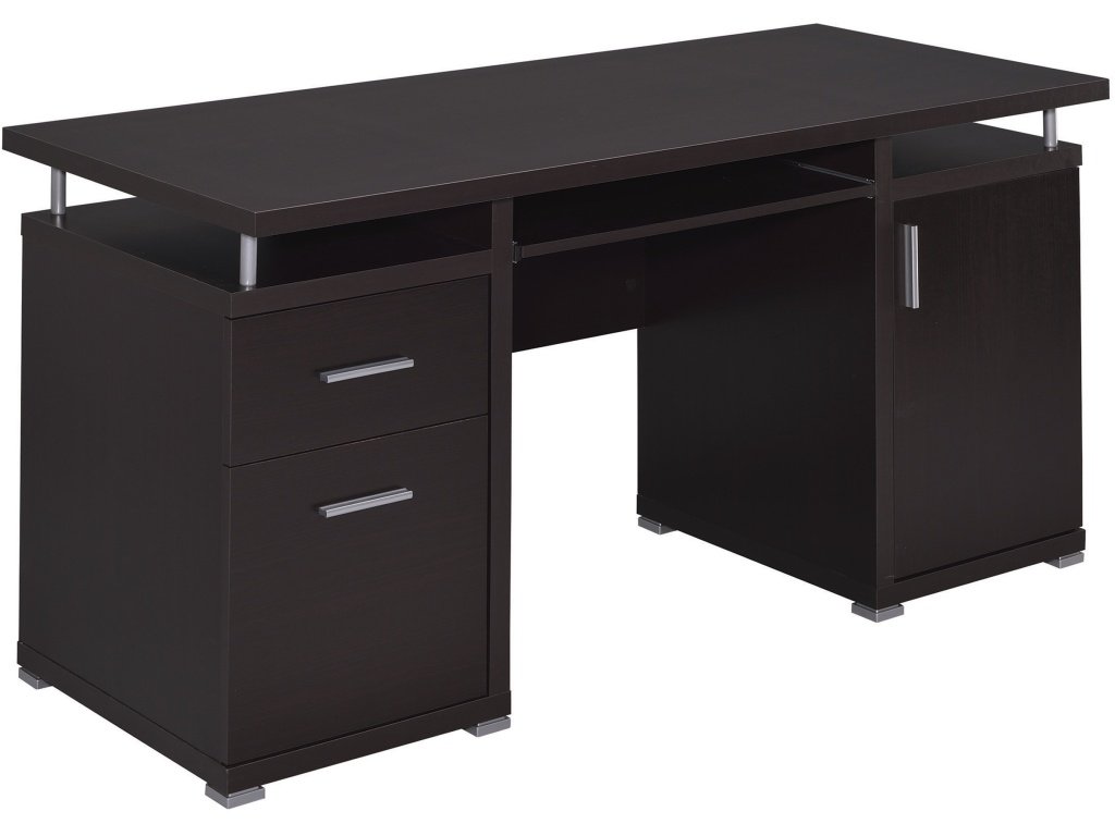 Tracy 55-Inch 2-Drawer Office Computer Desk Cappuccino