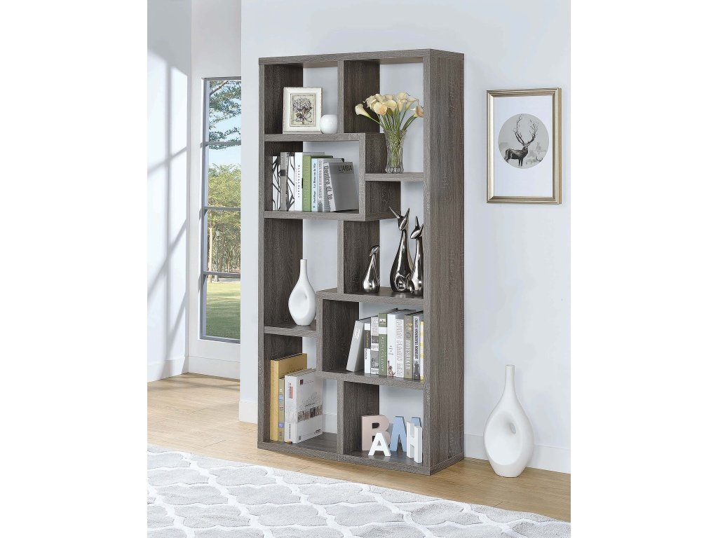 Theo 71-Inch 6-Shelf Bookshelf Weathered Grey