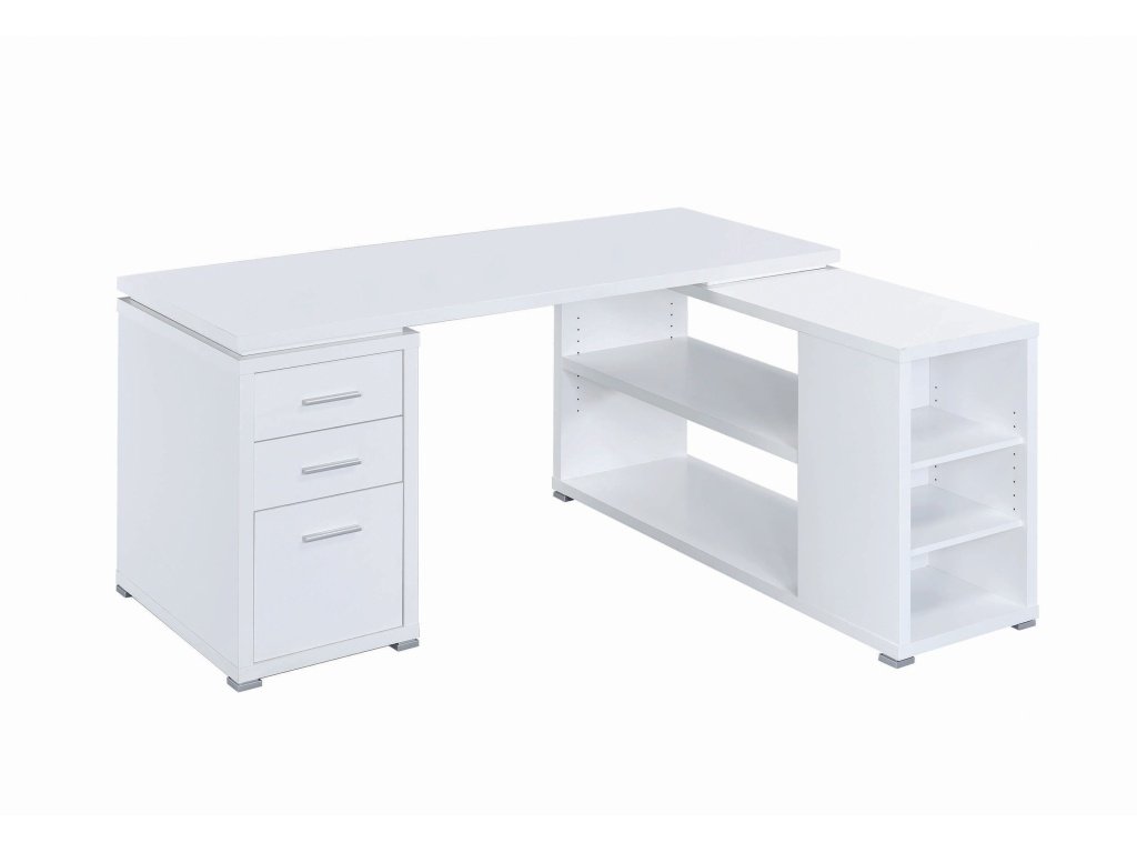 Yvette 60-Inch 3-Drawer L-Shape Computer Desk White