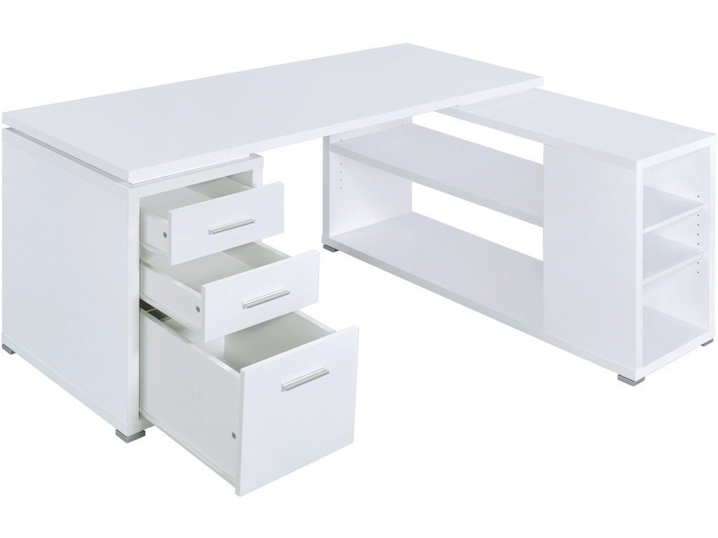 Yvette 60-Inch 3-Drawer L-Shape Computer Desk White