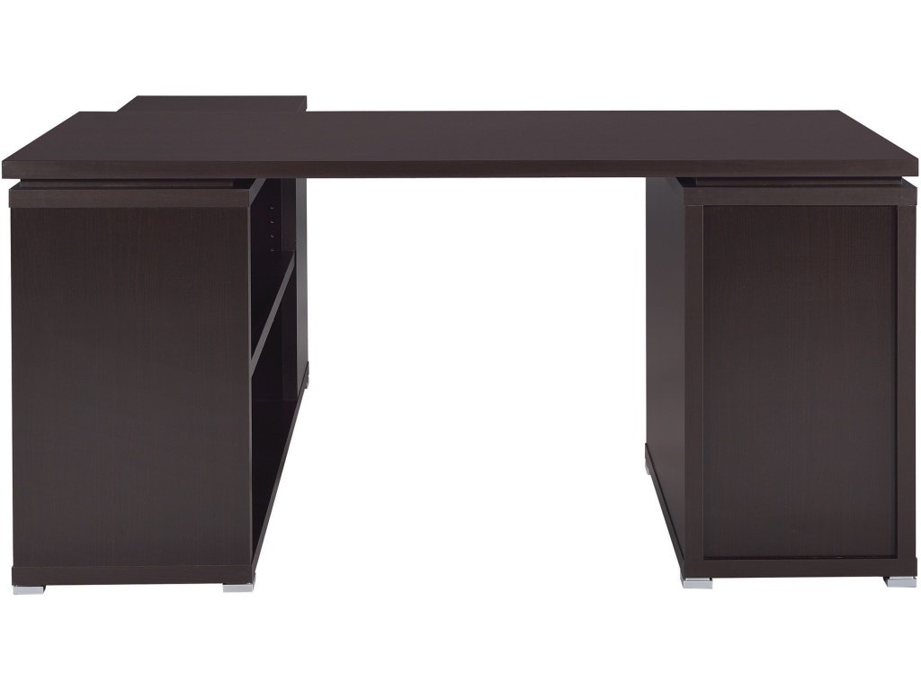 Yvette 60-Inch 3-Drawer L-Shape Computer Desk Cappuccino