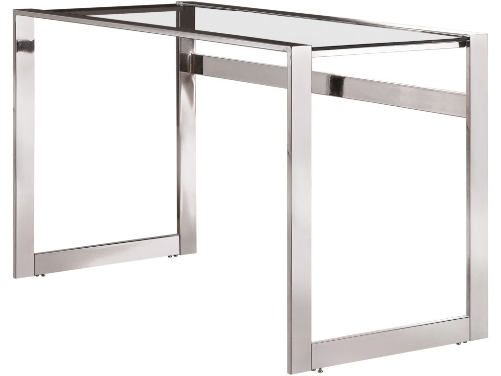 Hartford 47-Inch Glass Top Writing Desk Chrome