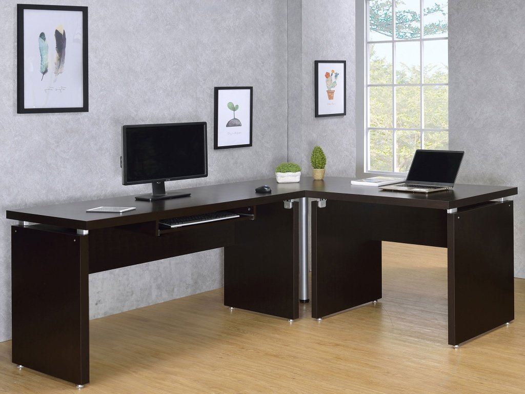 Skylar 83-Inch L-Shaped Office Computer Desk Cappuccino