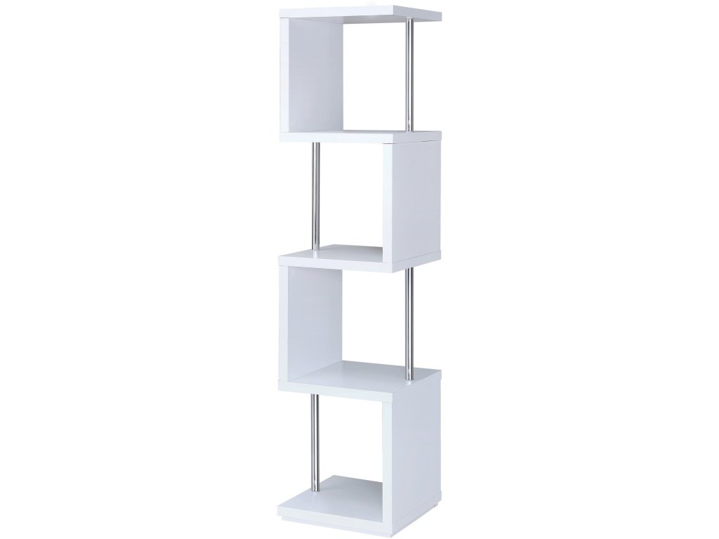 Baxter 67-Inch 4-Shelf Bookshelf White And Chrome