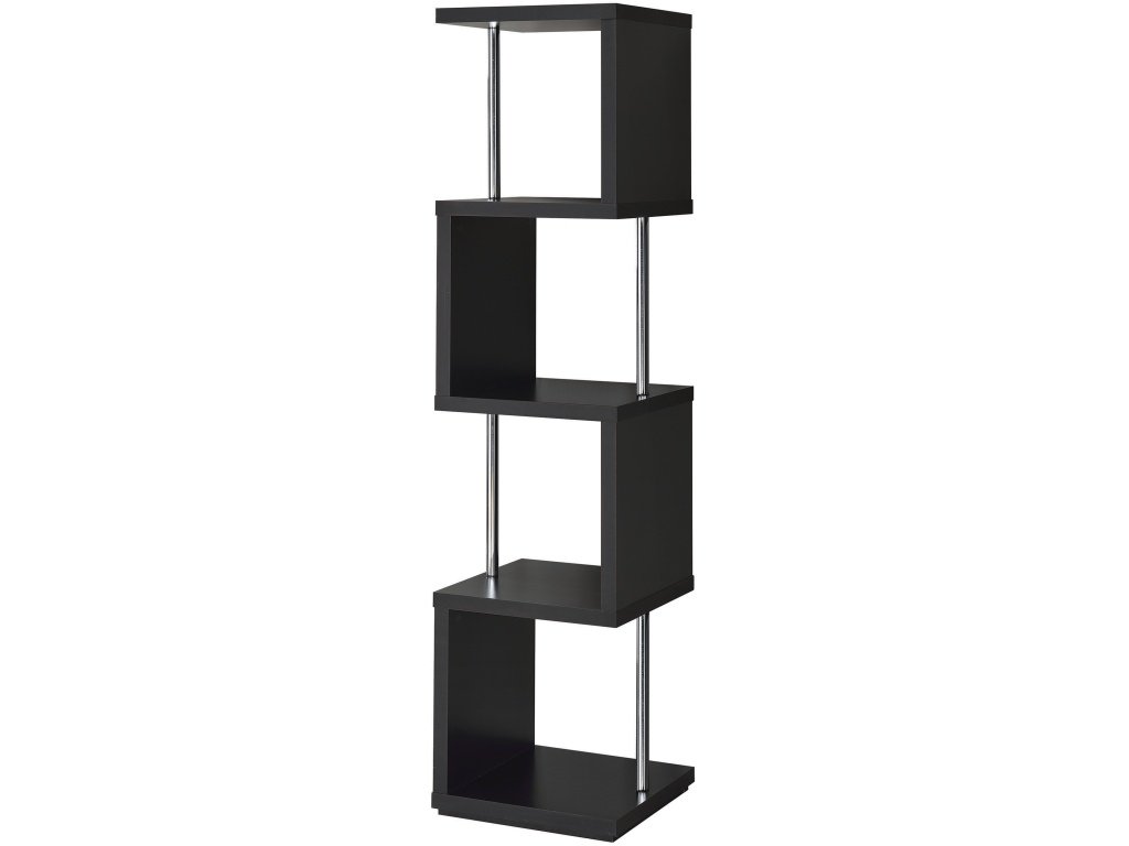 Baxter 67-Inch 4-Shelf Bookshelf Black And Chrome