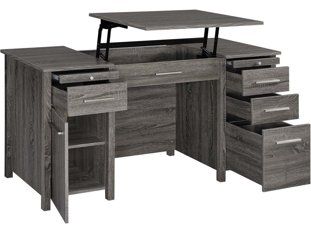 Dylan 60-Inch 4-Drawer Lift Top Office Desk Weathered Grey