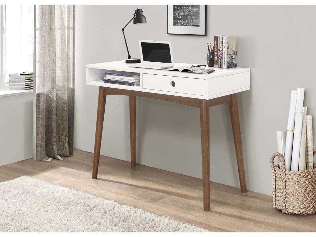 Bradenton 1-Drawer Writing Desk White And Walnut