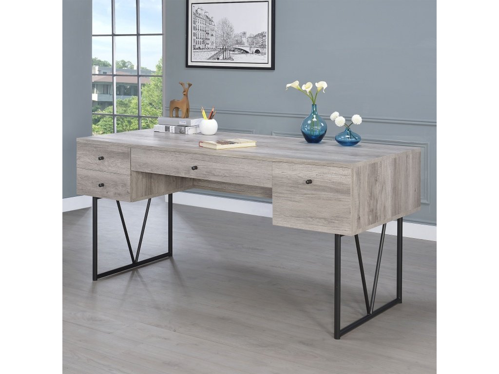 Analiese 63-Inch 4-Drawer Writing Desk Grey Driftwood