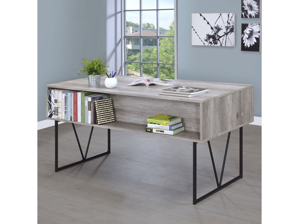 Analiese 63-Inch 4-Drawer Writing Desk Grey Driftwood