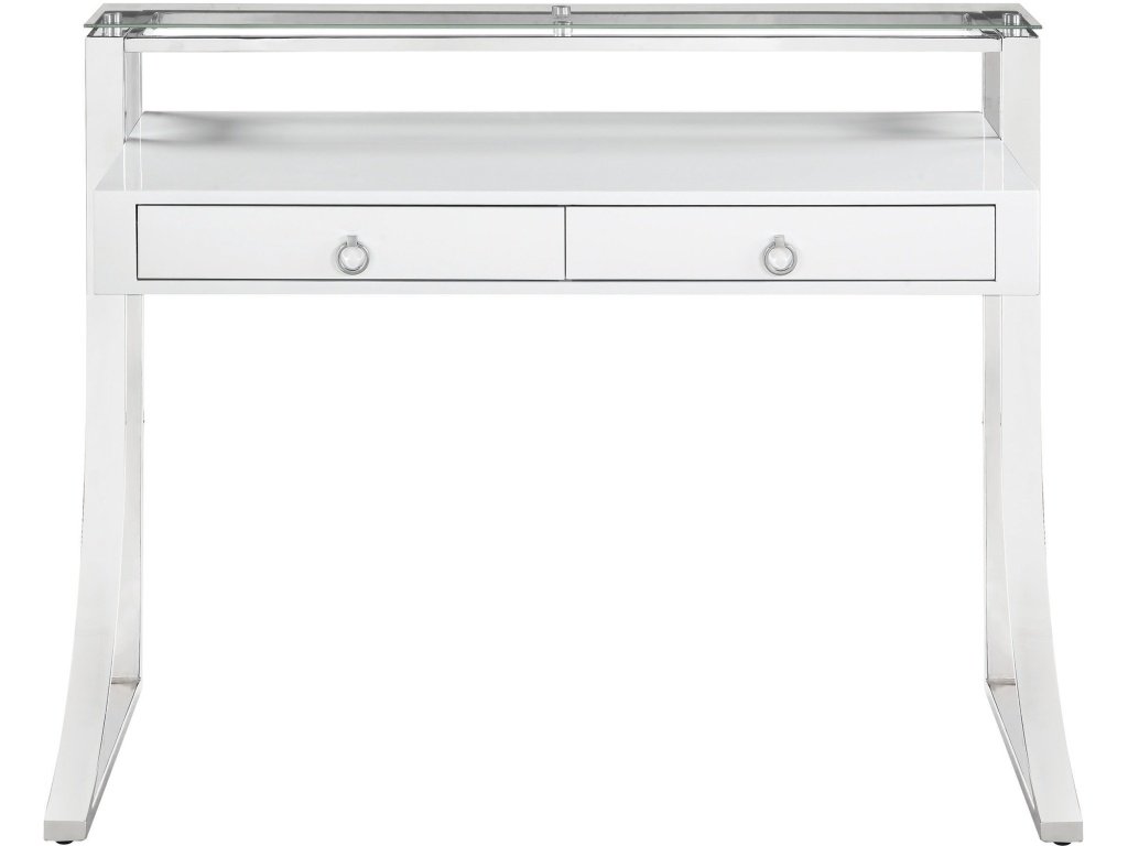 Gemma 48-Inch 2-Drawer Writing Desk White High Gloss