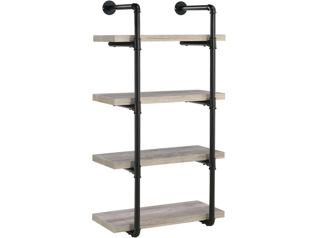 Elmcrest 24-Inch 4-Shelf Wall Bookshelf Grey Driftwood