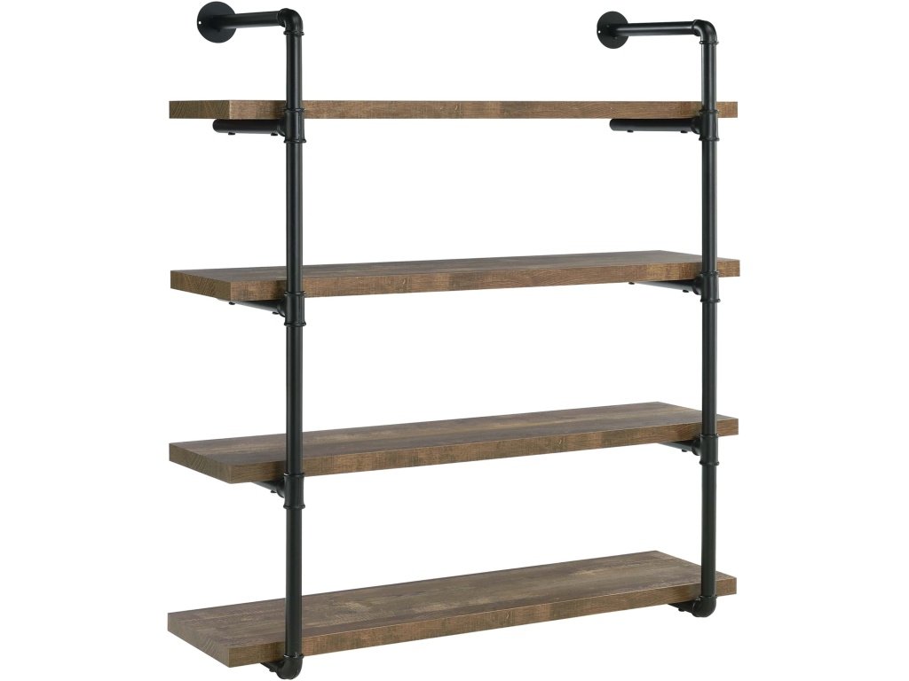 Elmcrest 39-Inch 4-Shelf Wall Bookshelf Rustic Oak